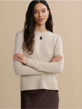 Jenni Kayne Everyday Sweater Wool Cashmere Blend 1X Oatmeal Quiet Luxury Classic